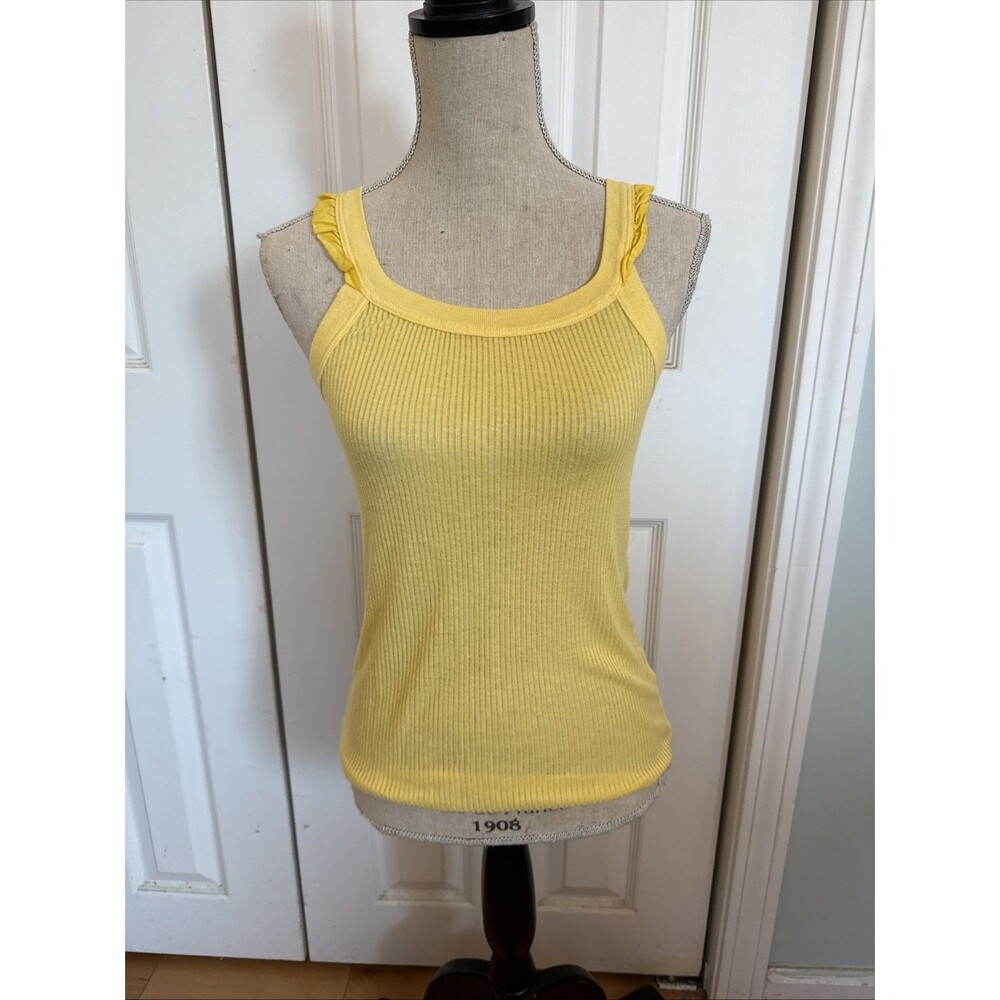 SUNNY YELLOW Splendid Made In USA Ruffle Tank Top Size M Women’s
